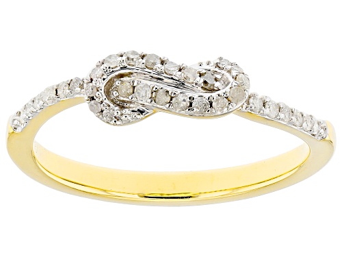 Engild™ 0.17ctw Round White Diamond 14k Yellow Gold Over Sterling Silver Knot Ring - Size 7