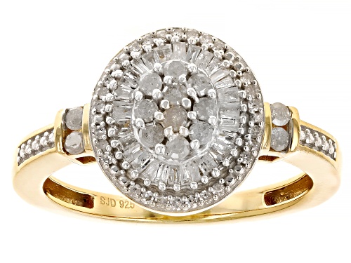 Engild™ 0.50ctw Round And Baguette White Diamond 14k Yellow Gold Over Sterling Silver Cluster Ring - Size 6
