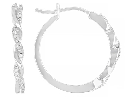 Photo of 0.10ctw Round White Diamond Rhodium Over Sterling Silver Hoop Earrings
