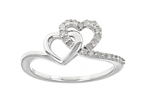 Photo of 0.25ctw Round White Diamond Rhodium Over Sterling Silver Double Heart Ring - Size 8