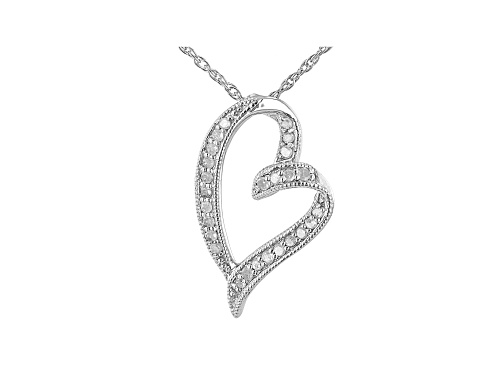Photo of 0.15ctw Round White Diamond Rhodium Over Sterling Silver Heart Pendant with Chain