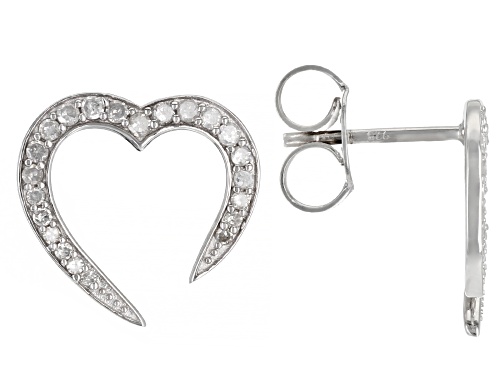 0.35ctw Round White Diamond Rhodium Over Sterling Silver Heart Stud Earring