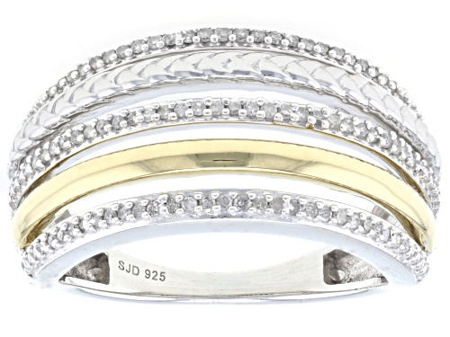Photo of 0.25ctw Round White Diamond Platinum & 14k Yellow Gold Over Sterling Silver Multi-Row Ring - Size 6