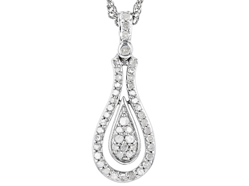 Photo of 0.30ctw Round White Diamond Rhodium Over Sterling Silver Dancing Teardrop Pendant With 18" Chain