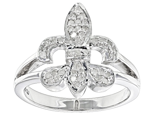 0.15ctw Round White Diamond Rhodium Over Sterling Silver Fleur-de-Lis Ring - Size 6