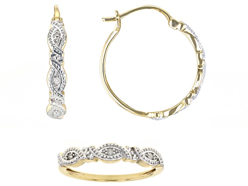 Engild™ Round White Diamond Accent 14k Yellow Gold Over Sterling Silver Ring And Earring Jewelry Set