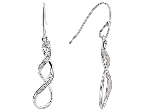 0.15ctw Round White Diamond Rhodium Over Sterling Silver Dangle Earrings