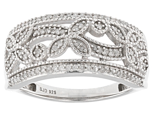 0.30ctw Round White Diamond Rhodium Over Sterling Silver Band Ring - Size 6