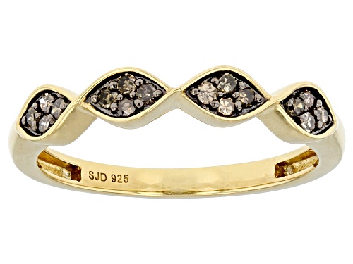 Engild™ 0.20ctw Round Champagne Diamond 14k Yellow Gold Over Sterling Silver Band Ring - Size 7