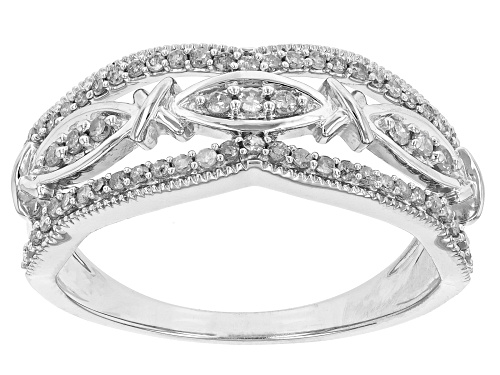 0.33ctw Round White Diamond Rhodium Over Sterling Silver Band Ring - Size 6