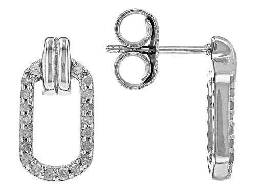 0.20ctw Round White Diamond Rhodium Over Sterling Silver Drop Earrings