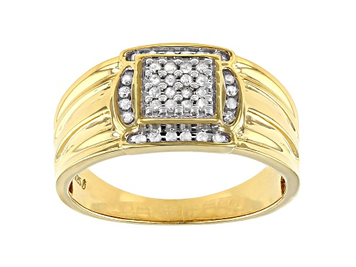 Photo of Engild™ .25ctw Round White Diamond 14k Yellow Gold Over Sterling Silver Men's Cluster Wide Band Ring - Size 11