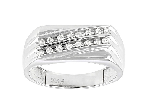 0.20ctw Round White Diamond Rhodium Over Sterling Silver Men's Ring - Size 10