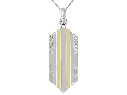 Photo of 0.20ctw Round White Diamond Two-Tone Rhodium and 14k Yellow Gold Over Sterling Silver Mens Pendant