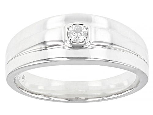 Photo of 0.10ctw Round White Diamond Rhodium Over Sterling Silver Mens Wide Band Ring - Size 10