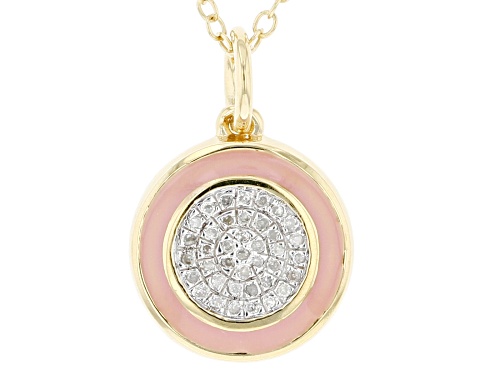 Engild™ Diamond Accent And Pink Enamel 14k Yellow Gold Over Sterling Silver Pendant With 20