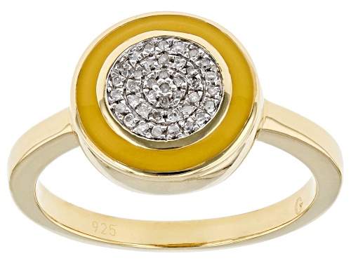 Engild™ White Diamond Accent And Yellow Enamel 14k Yellow Gold Over Sterling Silver Cluster Ring - Size 6