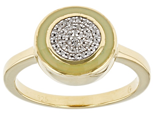 Photo of Engild™ White Diamond Accent And Green Enamel 14k Yellow Gold Over Sterling Silver Cluster Ring - Size 7