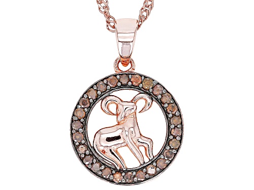 Photo of Engild™ 0.25ctw Round Champagne Diamond 14k Rose Gold Over Sterling Silver Aries Pendant With Chain