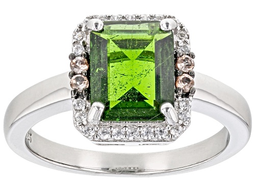 Photo of 2.13ct Chrome Diopside, 0.07ctw Andalusite & 0.17ctw White Zircon Rhodium Over Sterling Silver Ring - Size 7