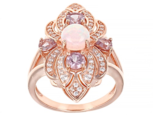 Photo of 0.46ct Ethiopian Opal, 0.94ctw Color Shift Garnet And 0.44ctw Zircon 18k Rose Gold Over Silver Ring - Size 7