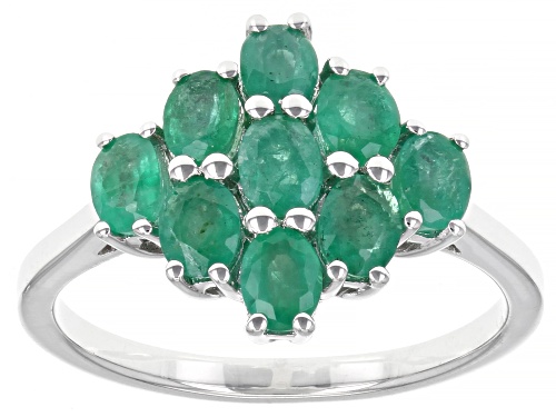 Photo of 1.14ctw Oval Zambian Emerald Rhodium Over Sterling Silver Ring - Size 7