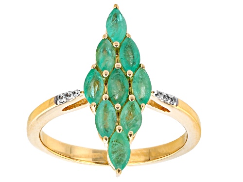 Photo of 0.99ctw Zambian Emerald And 0.02ctw White Zircon 18k Yellow Gold Over Sterling Silver Ring - Size 8