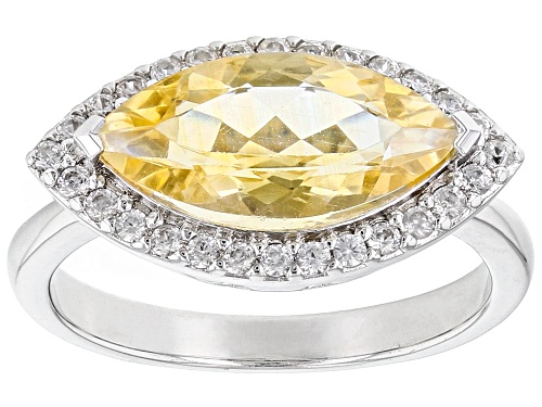 2.27ct Marquise Citrine And 0.36ctw Round White Zircon Rhodium Over Sterling Silver Ring - Size 9