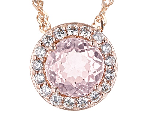 Photo of 1.53ct Kunzite And 0.30ctw White Zircon 18k Rose Gold Over Silver Slide Pendant With Chain