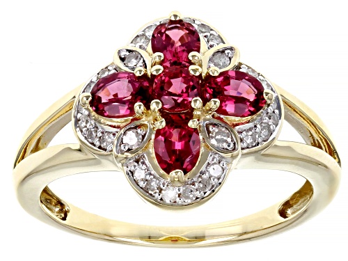 Photo of 0.81ctw Red Spinel And 0.16ctw White Diamond 10K Yellow Gold Ring - Size 6