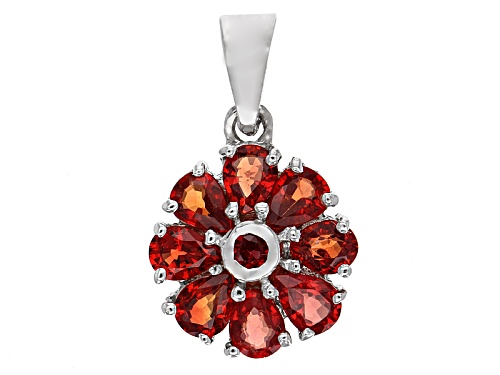 Exotic Jewelry Bazaar™ 1.31ctw Red Winza Sapphire Silver Flower Pendant W/ Chain