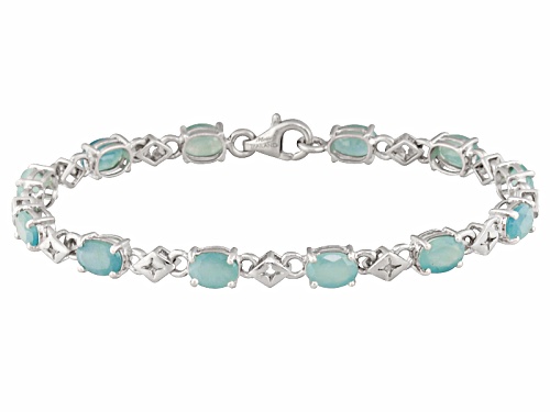 Exotic Jewelry Bazaar™ 9.59ctw Oval Grandidierite Sterling Silver Bracelet - Size 7.5