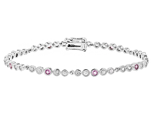 Photo of Exotic Jewelry Bazaar™ 2.39ctw Pink Ceylon Sapphire And White Sapphire Rhodium Over Silver Bracelet - Size 7