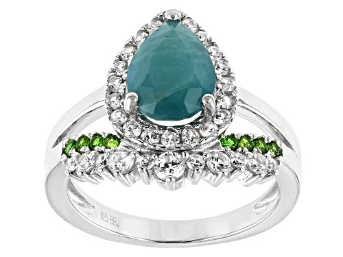 Exotic Jewelry Bazaar™ 2.56ctw Grandiderite, Chrome Diopside, Zircon Rhodium Over Silver Ring - Size 8