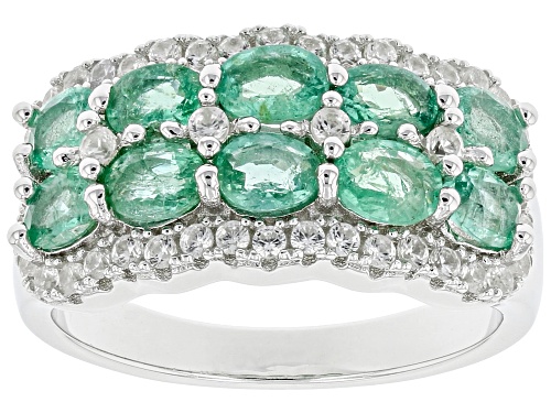 Photo of Exotic Jewelry Bazaar™ 1.23ctw Colombian Emerald with 0.61ctw White Zircon Rhodium Over Silver Ring - Size 8