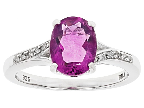 Photo of Exotic Jewelry Bazaar™ 2.00ct Grape-Color Fluorite & 0.05ctw White Diamond Rhodium Over Silver Ring - Size 8