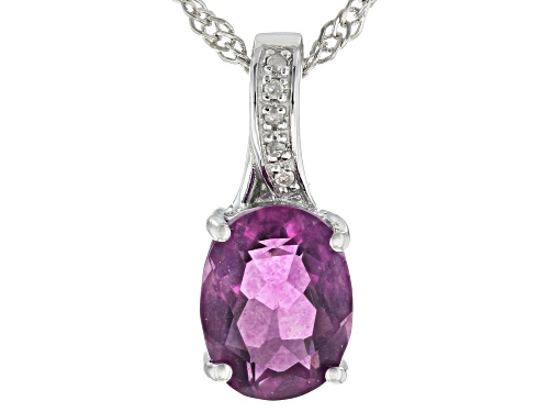 Photo of Exotic Jewelry Bazaar™ 2.00ct Grape-Color Fluorite & 0.02ctw Diamond Rhodium Over Silver Pendant
