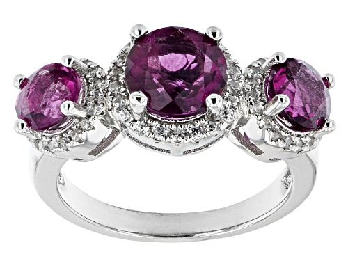 Photo of Exotic Jewelry Bazaar™ 3.71ctw Grape-Color Fluorite & 0.50ctw White Zircon Rhodium Over Silver Ring - Size 6