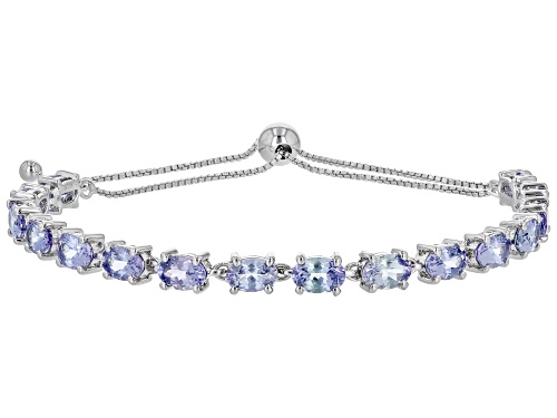 Photo of Exotic Jewelry Bazaar™ 6.12ctw Ocean Tanzanite Rhodium Over Sterling Silver Bolo Tennis Bracelet