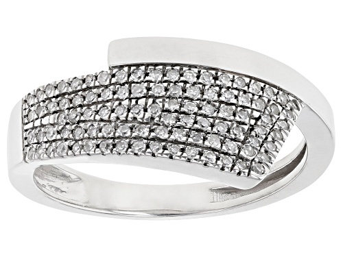 Photo of Ella Stein™ 0.15ctw Round White Diamond Rhodium Over Sterling Silver Bypass Ring - Size 7