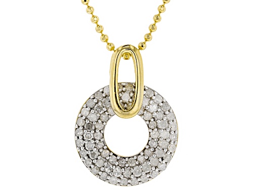 Engild™ .80ctw Round White Diamond 14k Yellow Gold Over Sterling Silver Pendant With Chain