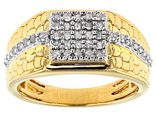 Englid™ .58ctw Round White Diamond 14K Yellow Gold Over Sterling Silver Mens Cluster Ring - Size 9