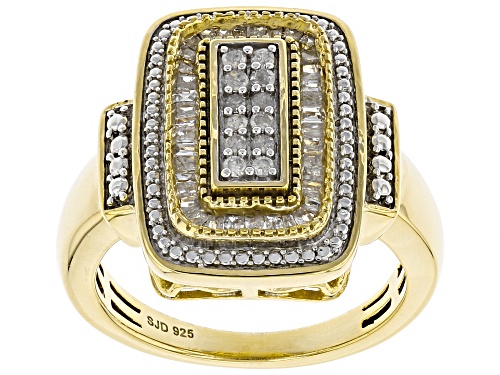 Engild™ 0.50ctw Baguette And Round White Diamond 14K Yellow Gold Over Sterling Silver Ring - Size 6