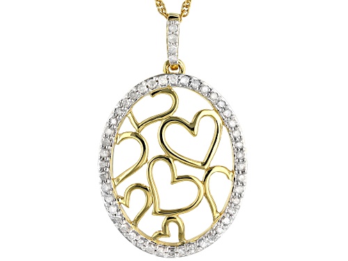 Engild™ 0.25ctw Round White Diamond 14K Yellow Gold Over Sterling Silver Pendant With 18