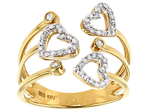 Engild™ 0.30ctw Round White Diamond 14K Yellow Gold Over Sterling Silver Heart Ring - Size 6