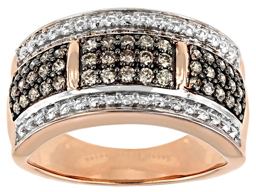 Engild™ 0.50ctw Round Champagne Diamond 14K Rose Gold Over Sterling Silver Wide Band Ring - Size 6