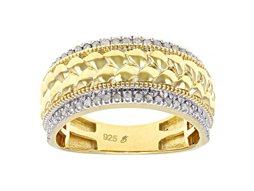 Engild™ 0.33ctw Round White Diamond 14k Yellow Gold Over Sterling Silver Mens Wide Band Ring - Size 10