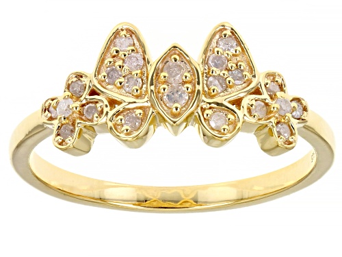 Photo of Engild™ 0.15ctw Round White Diamond 14k Yellow Gold Over Sterling Silver Cluster Butterfly Ring - Size 8