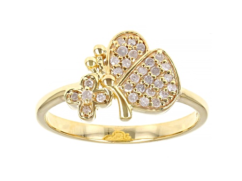 Photo of Engild™ 0.20ctw Round White Diamond 14k Yellow Gold Over Sterling Silver Cluster Butterfly Ring - Size 8