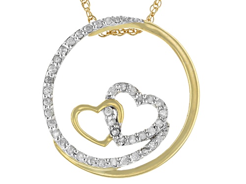 Engild™ 0.25ctw Round White Diamond 14k Yellow Gold Over Sterling Silver Slide Pendant with Chain